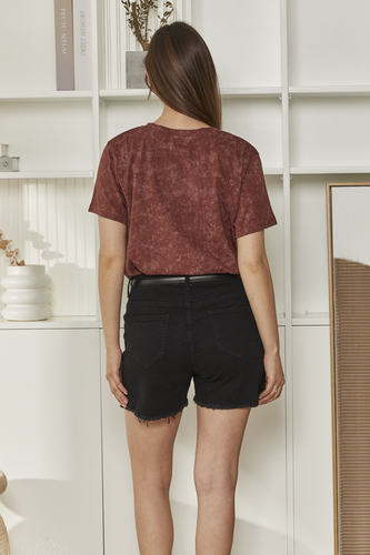 MOMA Rust Tie - Dye Crew - Neck Tee | Effortless Casual & Artistic Chic