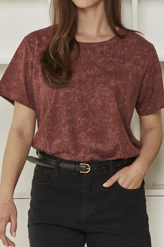 MOMA Rust Tie - Dye Crew - Neck Tee | Effortless Casual & Artistic Chic