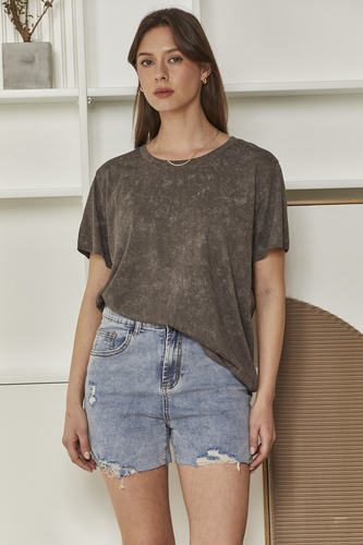 MOMA Washed Gray Crew - Neck Tee | Effortless Casual Chic