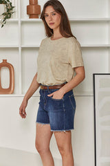 MOMA Beige Washed Crew - Neck Tee | Effortless Casual Elegance