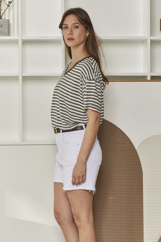 MOMA Relaxed Fit Striped Top | Earthy Tones, Timeless & Versatile