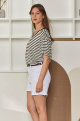 MOMA Relaxed Fit Striped Top | Earthy Tones, Timeless & Versatile