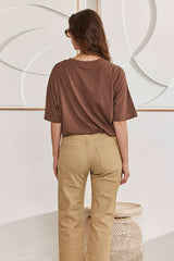 MOMA Brown Crew - Neck Oversized Tee | Effortless Casual Elegance