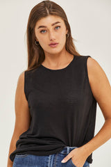 MOMA Black Sleeveless Tee | Blend of Comfort and Subtle Detailing