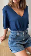 MOMA Navy V - Neck Garment | Comfort Meets Minimalist Allure