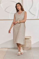 MOMA Beige Linen Dress | Minimalist Design, Max Versatility