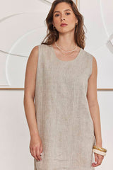 MOMA Beige Linen Dress | Minimalist Design, Max Versatility