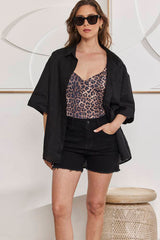 MOMA Black Linen Oversized Shirt | Effortless Edgy Layering