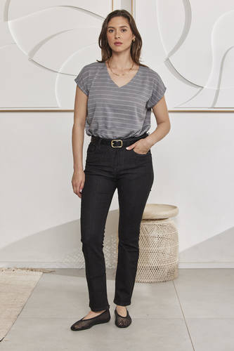 MOMA Relaxed Fit Striped Top | Grey, Timeless & Versatile