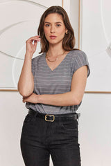 MOMA Relaxed Fit Striped Top | Grey, Timeless & Versatile