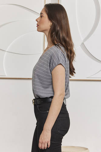 MOMA Relaxed Fit Striped Top | Grey, Timeless & Versatile