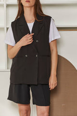 MOMA Black Double - Breasted Vest | Effortless Chic Layering