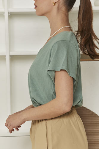 MOMA Wardrobe Essential | Sage Green V - Neck Tee