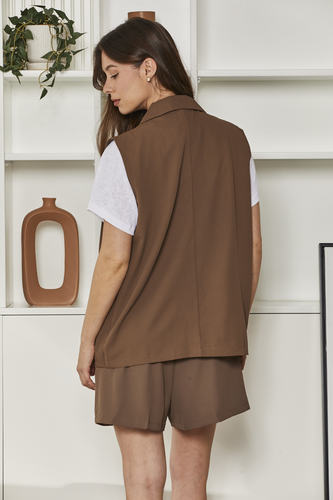 MOMA Relaxed Fit Vest Blazer | Brown, Timeless & Sophisticated