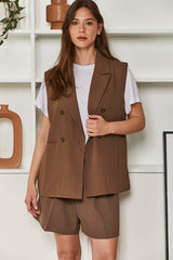 MOMA Relaxed Fit Vest Blazer | Brown, Timeless & Sophisticated