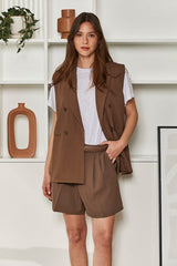 MOMA Relaxed Fit Vest Blazer | Brown, Timeless & Sophisticated