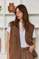MOMA Relaxed Fit Vest Blazer | Brown, Timeless & Sophisticated