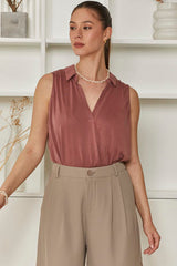 MOMA Relaxed Fit Sleeveless Polo | Mauve, Timeless & Chic