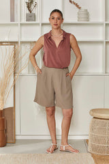 MOMA Relaxed Fit Sleeveless Polo | Mauve, Timeless & Chic