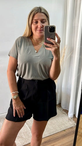 MOMA Relaxed Fit V - Neck Top | Light Grey, Timeless & Versatile