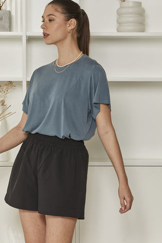 MOMA Relaxed Fit Crew Neck Top | Slate Blue, Timeless & Versatile