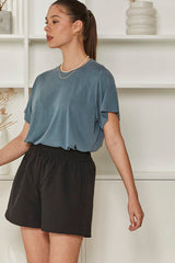 MOMA Relaxed Fit Crew Neck Top | Slate Blue, Timeless & Versatile
