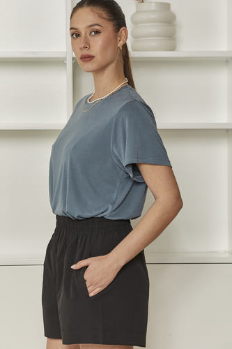 MOMA Relaxed Fit Crew Neck Top | Slate Blue, Timeless & Versatile