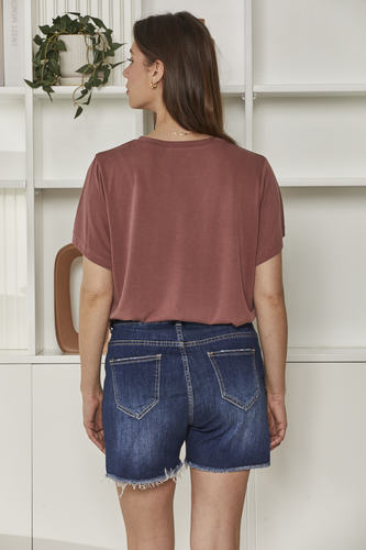 MOMA Relaxed Fit Short - sleeved Top | Mauve, Timeless & Chic