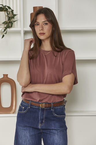 MOMA Relaxed Fit Short - sleeved Top | Mauve, Timeless & Chic