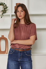 MOMA Relaxed Fit Short - sleeved Top | Mauve, Timeless & Chic