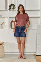 MOMA Relaxed Fit Short - sleeved Top | Mauve, Timeless & Chic