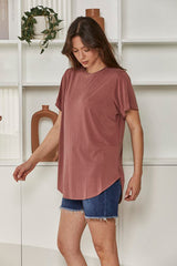 MOMA Relaxed Fit Short - sleeved Top | Mauve, Timeless & Chic