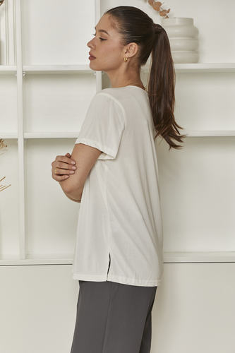 MOMA Ivory V - Neck Top | Effortless Elegant Chic