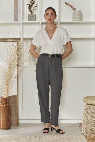 MOMA Ivory V - Neck Top | Effortless Elegant Chic