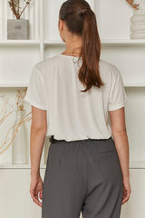 MOMA Ivory V - Neck Top | Effortless Elegant Chic