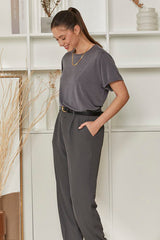 MOMA Charcoal Grey Crew Neck Tee | Effortless Casual Chic