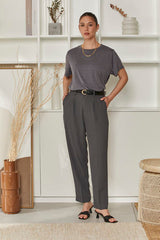 MOMA Charcoal Grey Crew Neck Tee | Effortless Casual Chic