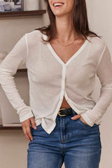 MOMA Ivory V - Neck Cardigan | Minimalist Design, Max Versatility