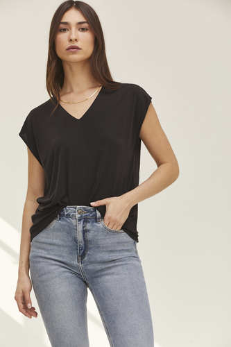MOMA Black V - Neck Top | Minimalist Design, Max Versatility