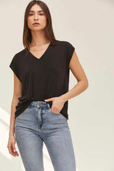 MOMA Black V - Neck Top | Minimalist Design, Max Versatility
