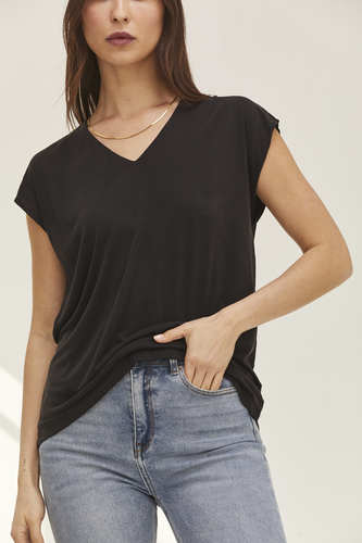 MOMA Black V - Neck Top | Minimalist Design, Max Versatility