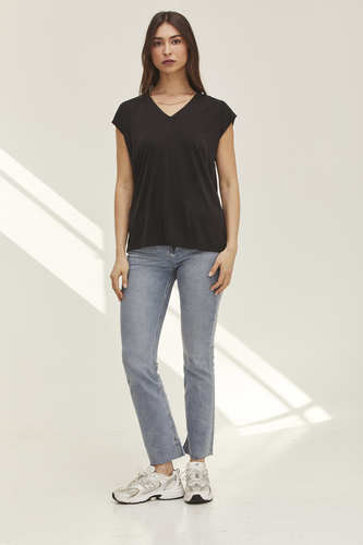 MOMA Black V - Neck Top | Minimalist Design, Max Versatility