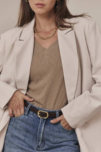 MOMA Beige Oversized Blazer | Effortless Tailored Chic