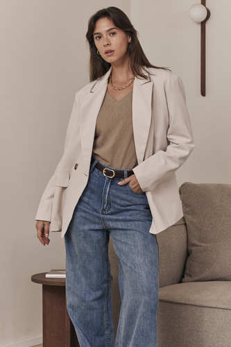 MOMA Beige Oversized Blazer | Effortless Tailored Chic
