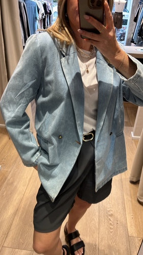 MOMA Light Wash Denim Blazer | A Staple for Effortless Timeless Style