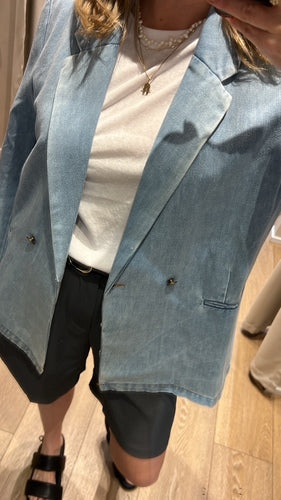 MOMA Light Wash Denim Blazer | A Staple for Effortless Timeless Style