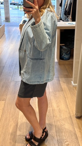 MOMA Light Wash Denim Blazer | A Staple for Effortless Timeless Style