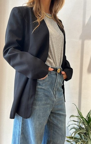 MOMA Casual Tailored Blazer | Black for Easy - going Chic Days