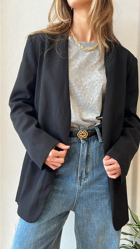 MOMA Casual Tailored Blazer | Black for Easy - going Chic Days