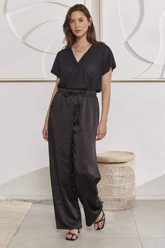 MOMA Elegant Satin Wide - Leg Trousers
